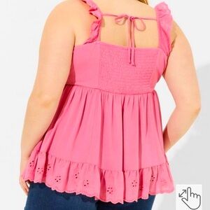 TORRID Eyelet Trim Top- Pink- 4X NWT Lace Bottom Longer Length